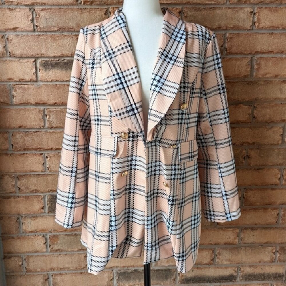 NWT Plaid button down blazer jacket